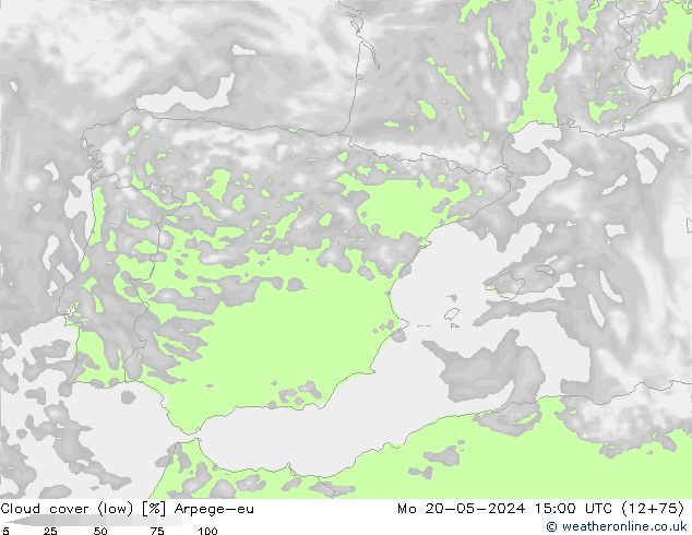 nízká oblaka Arpege-eu Po 20.05.2024 15 UTC