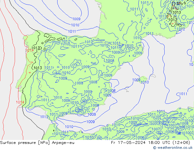 Yer basıncı Arpege-eu Cu 17.05.2024 18 UTC