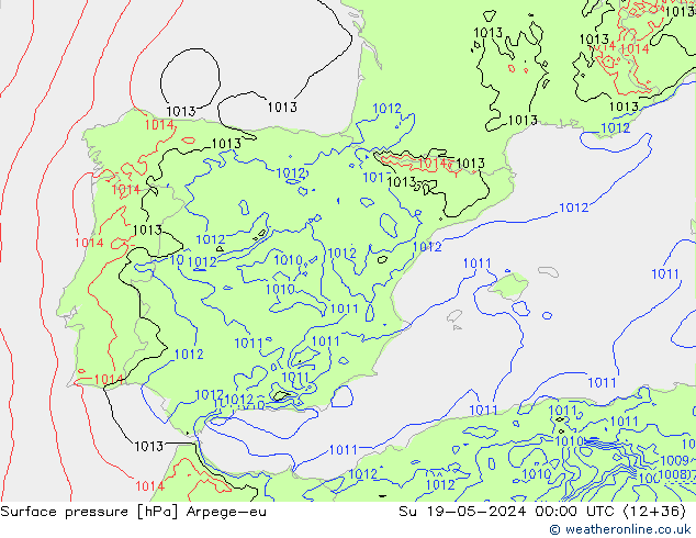 приземное давление Arpege-eu Вс 19.05.2024 00 UTC