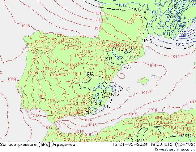pressão do solo Arpege-eu Ter 21.05.2024 18 UTC