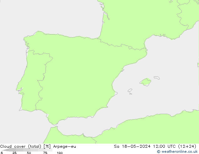 zachmurzenie (suma) Arpege-eu so. 18.05.2024 12 UTC