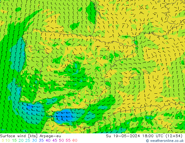 Surface wind Arpege-eu Su 19.05.2024 18 UTC