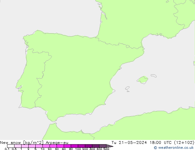 świeży snieg Arpege-eu wto. 21.05.2024 18 UTC
