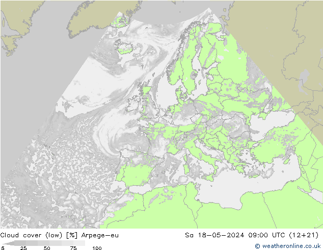 nízká oblaka Arpege-eu So 18.05.2024 09 UTC