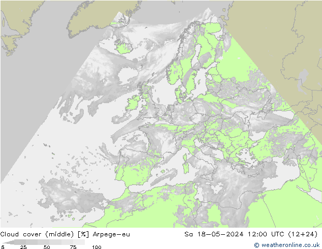 Nuages (moyen) Arpege-eu sam 18.05.2024 12 UTC