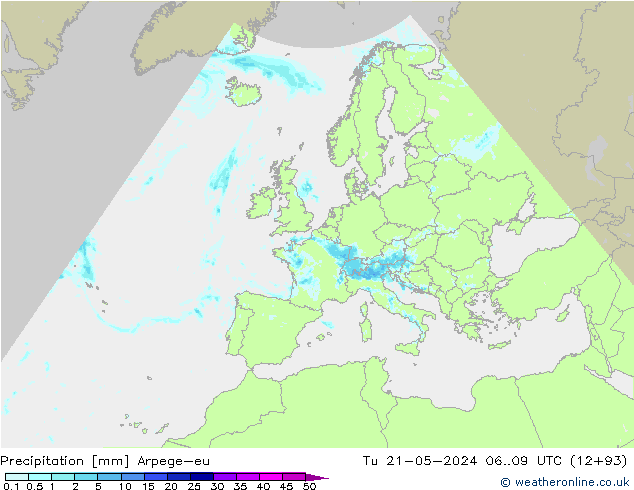 Precipitación Arpege-eu mar 21.05.2024 09 UTC
