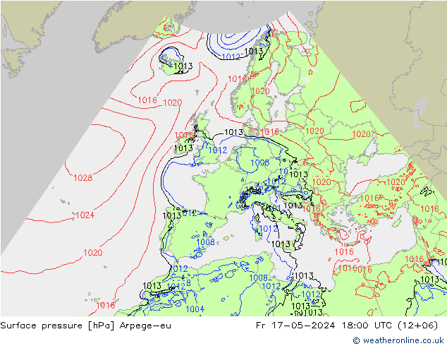 地面气压 Arpege-eu 星期五 17.05.2024 18 UTC