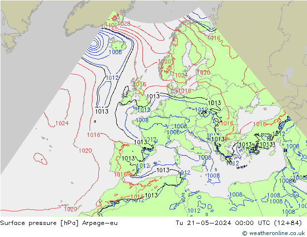 Pressione al suolo Arpege-eu mar 21.05.2024 00 UTC