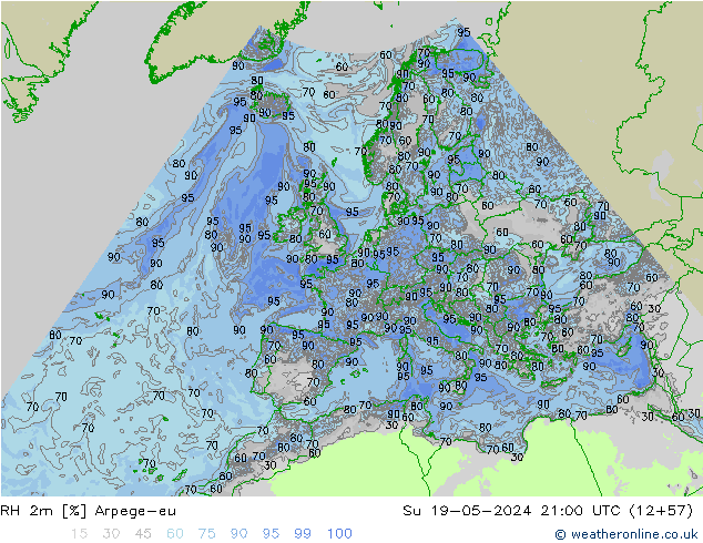 RH 2m Arpege-eu Вс 19.05.2024 21 UTC