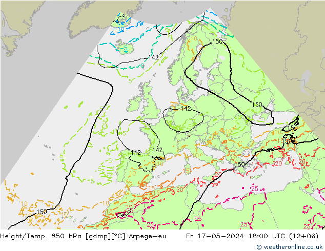 Height/Temp. 850 hPa Arpege-eu Fr 17.05.2024 18 UTC