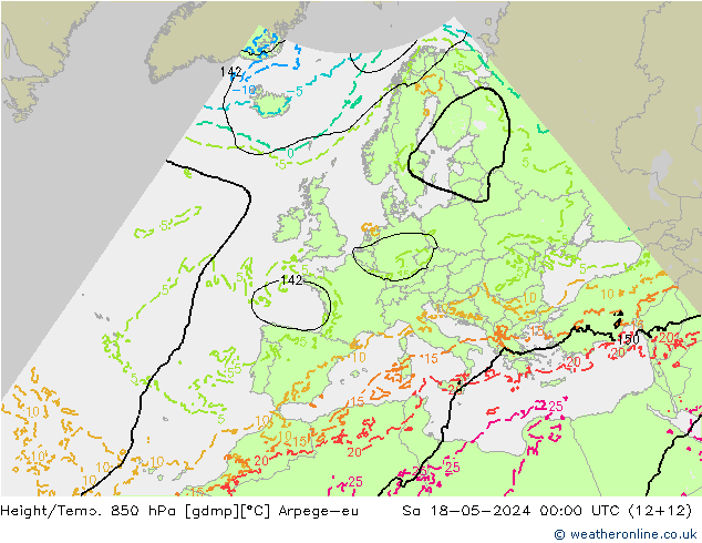 Geop./Temp. 850 hPa Arpege-eu sáb 18.05.2024 00 UTC