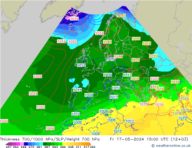 Thck 700-1000 hPa Arpege-eu ven 17.05.2024 15 UTC