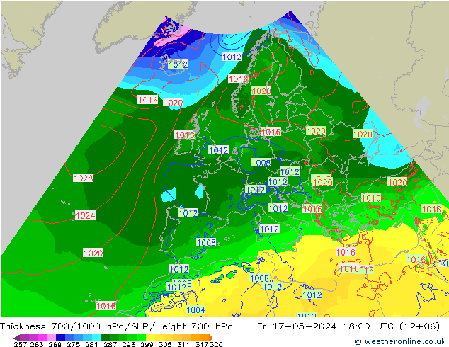 Thck 700-1000 hPa Arpege-eu pt. 17.05.2024 18 UTC