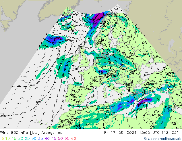 Wind 850 hPa Arpege-eu vr 17.05.2024 15 UTC