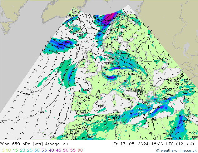 Wind 850 hPa Arpege-eu Fr 17.05.2024 18 UTC