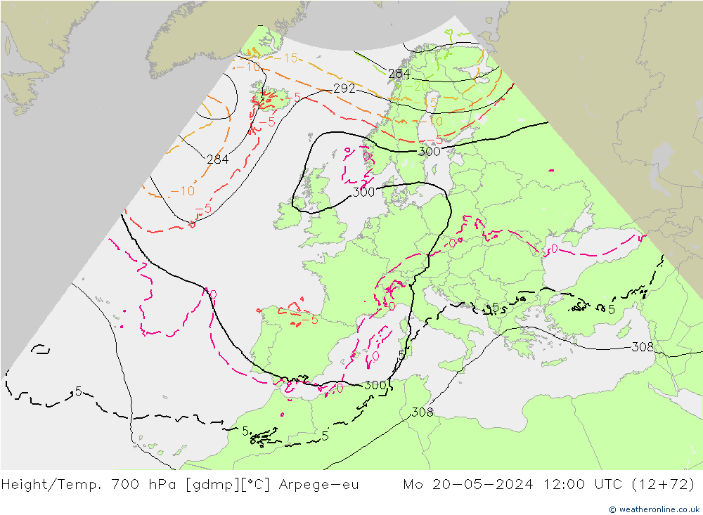 Hoogte/Temp. 700 hPa Arpege-eu ma 20.05.2024 12 UTC