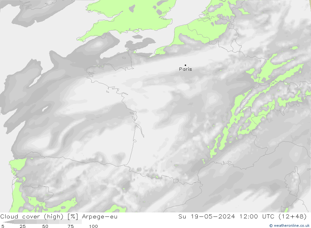 vysoký oblak Arpege-eu Ne 19.05.2024 12 UTC