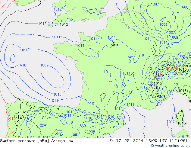 Yer basıncı Arpege-eu Cu 17.05.2024 18 UTC