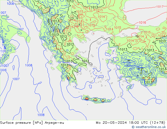 pressão do solo Arpege-eu Seg 20.05.2024 18 UTC