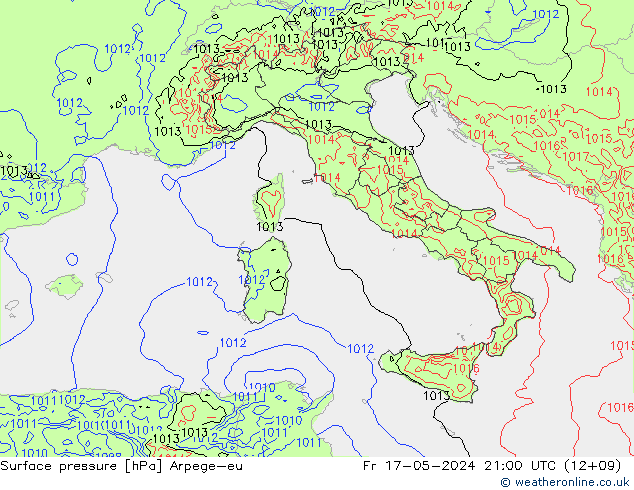 Luchtdruk (Grond) Arpege-eu vr 17.05.2024 21 UTC