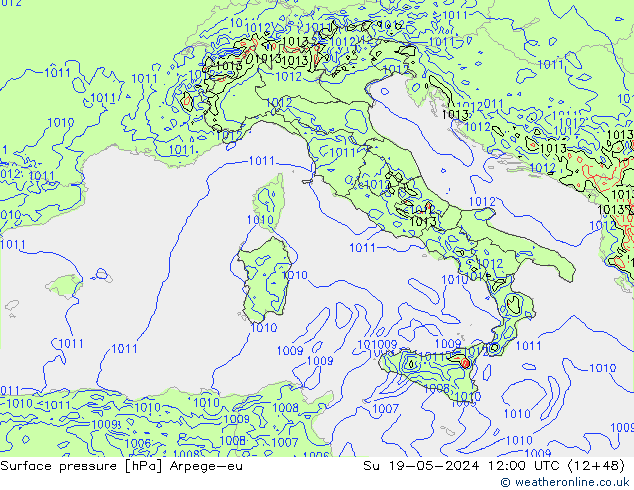 Presión superficial Arpege-eu dom 19.05.2024 12 UTC