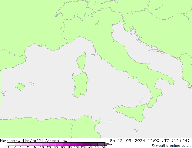 Nový sníh Arpege-eu So 18.05.2024 12 UTC