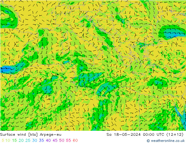 Surface wind Arpege-eu Sa 18.05.2024 00 UTC