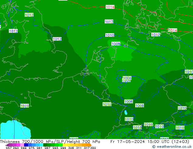 Schichtdicke 700-1000 hPa Arpege-eu Fr 17.05.2024 15 UTC