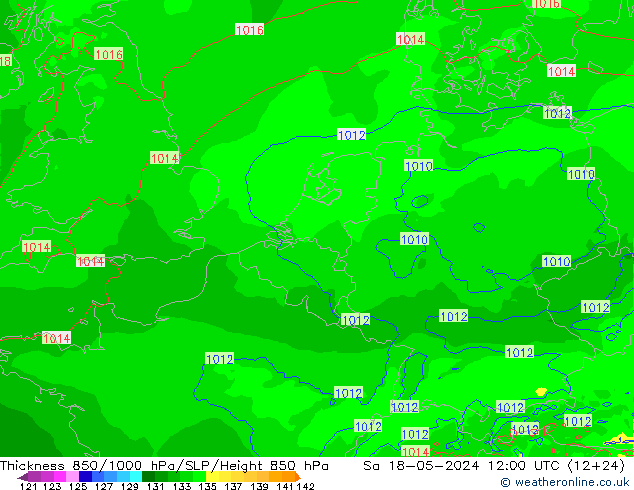 Schichtdicke 850-1000 hPa Arpege-eu Sa 18.05.2024 12 UTC