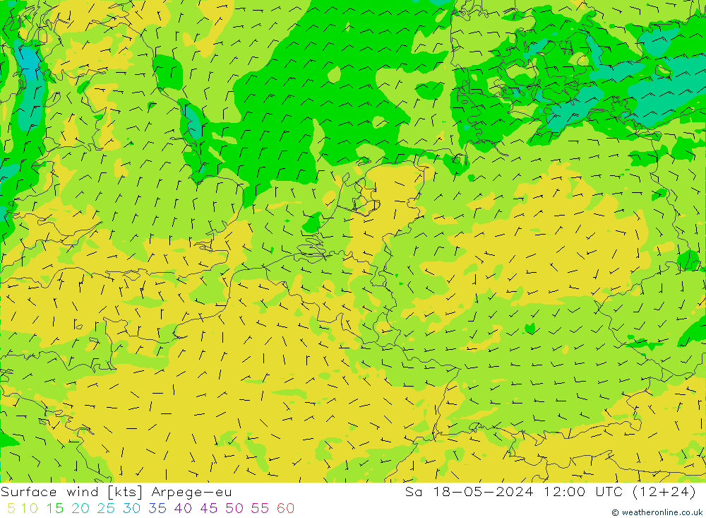 Surface wind Arpege-eu Sa 18.05.2024 12 UTC