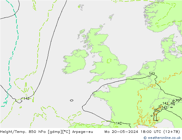 Hoogte/Temp. 850 hPa Arpege-eu ma 20.05.2024 18 UTC