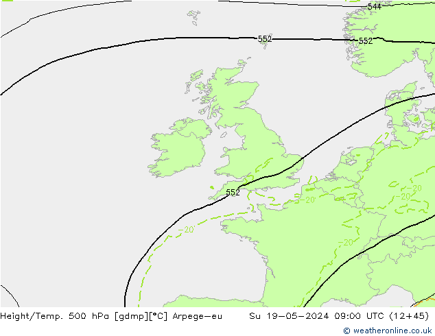Géop./Temp. 500 hPa Arpege-eu dim 19.05.2024 09 UTC