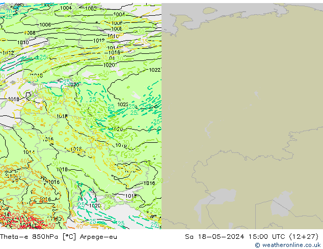Theta-e 850hPa Arpege-eu Sa 18.05.2024 15 UTC
