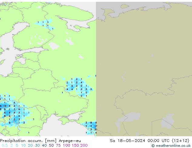 Precipitation accum. Arpege-eu Sa 18.05.2024 00 UTC