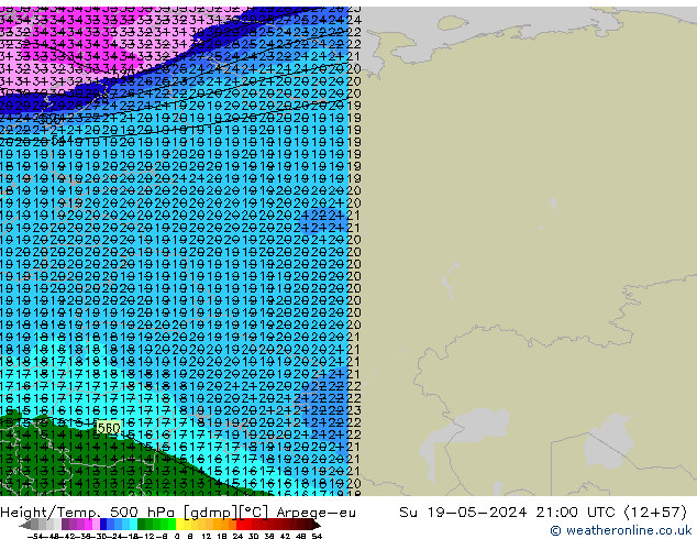 Height/Temp. 500 hPa Arpege-eu  19.05.2024 21 UTC
