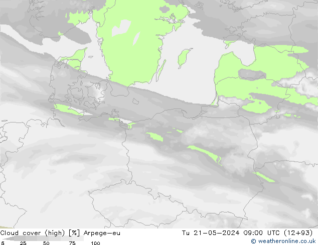 zachmurzenie (wysokie) Arpege-eu wto. 21.05.2024 09 UTC
