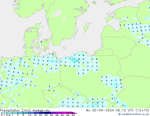precipitação Arpege-eu Seg 20.05.2024 12 UTC