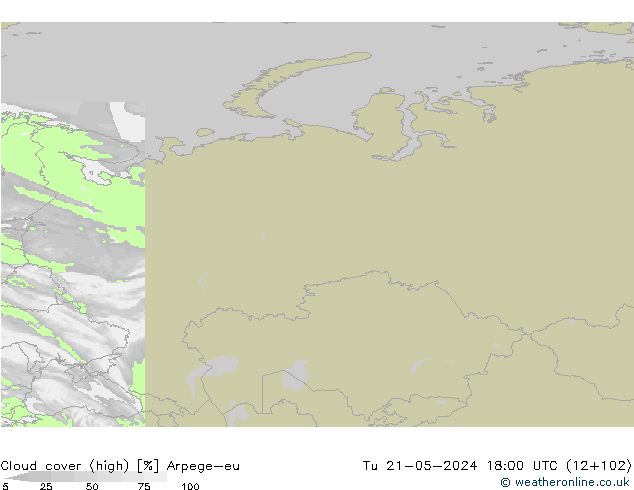 Nuages (élevé) Arpege-eu mar 21.05.2024 18 UTC