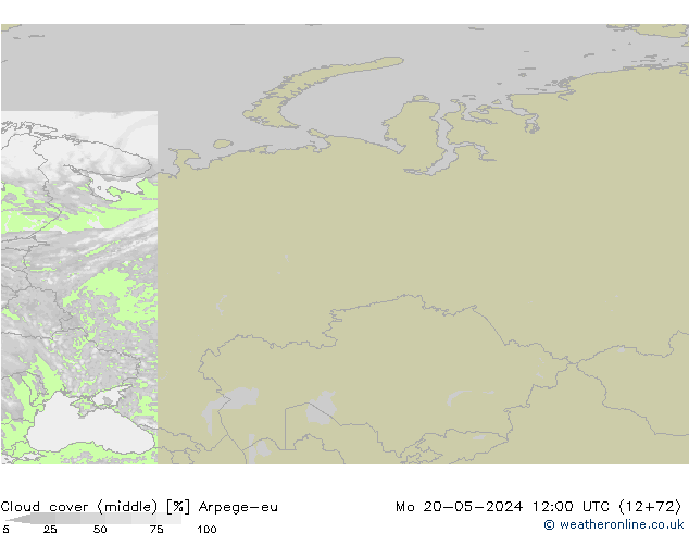 oblačnosti uprostřed Arpege-eu Po 20.05.2024 12 UTC