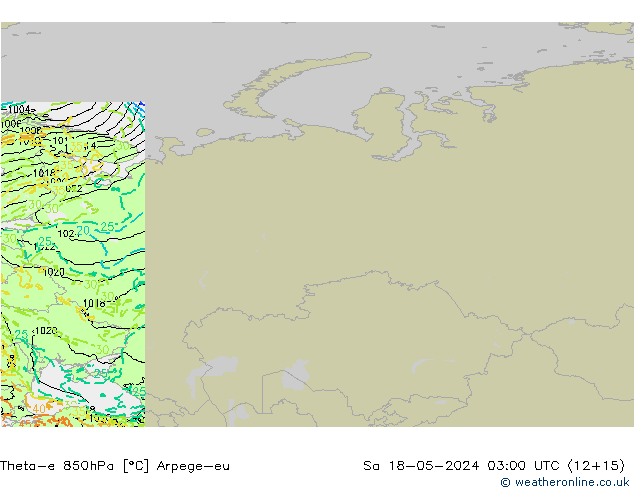 Theta-e 850hPa Arpege-eu  18.05.2024 03 UTC