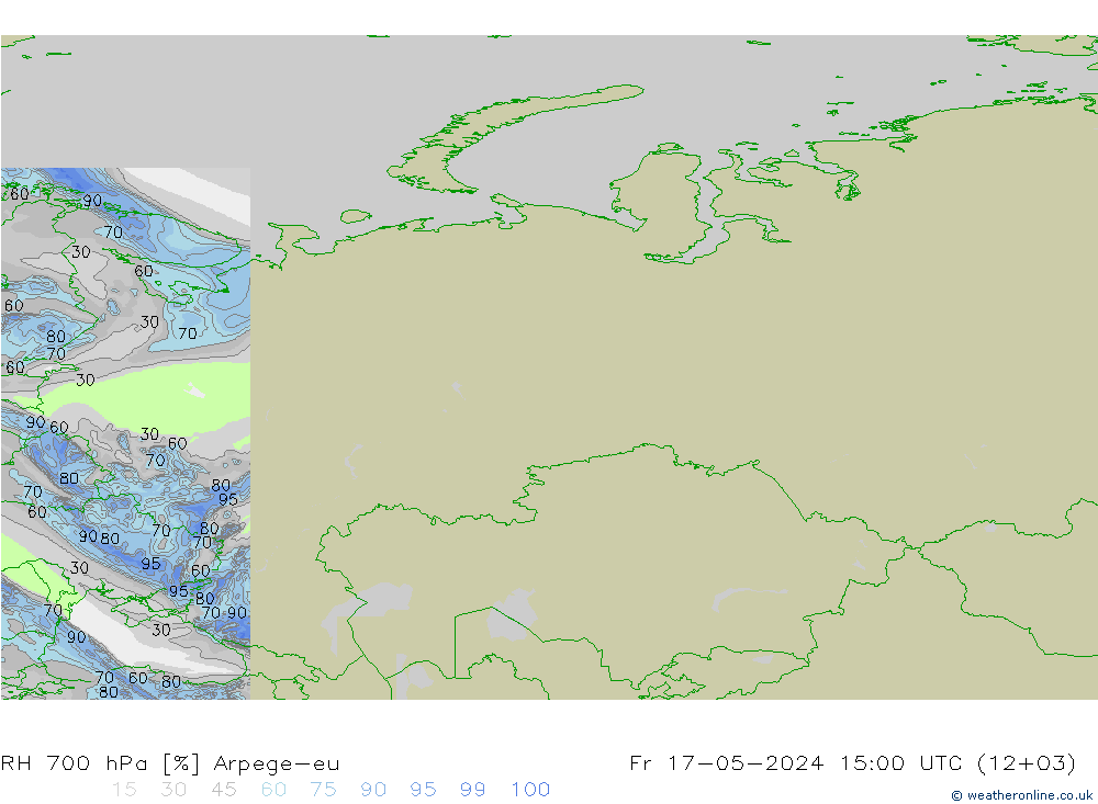 RH 700 hPa Arpege-eu Fr 17.05.2024 15 UTC