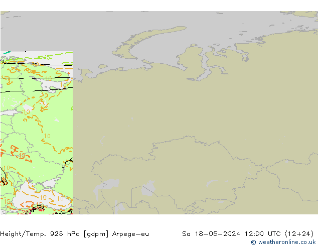 Height/Temp. 925 hPa Arpege-eu sab 18.05.2024 12 UTC