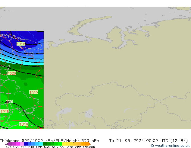 Espesor 500-1000 hPa Arpege-eu mar 21.05.2024 00 UTC