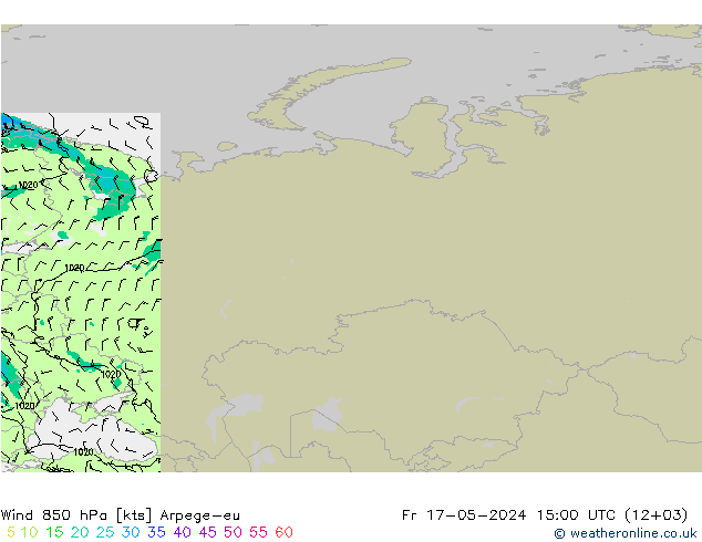 Wind 850 hPa Arpege-eu Fr 17.05.2024 15 UTC