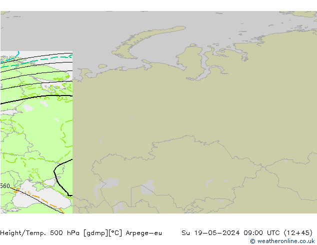 Height/Temp. 500 hPa Arpege-eu Ne 19.05.2024 09 UTC