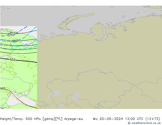 Height/Temp. 500 hPa Arpege-eu pon. 20.05.2024 12 UTC