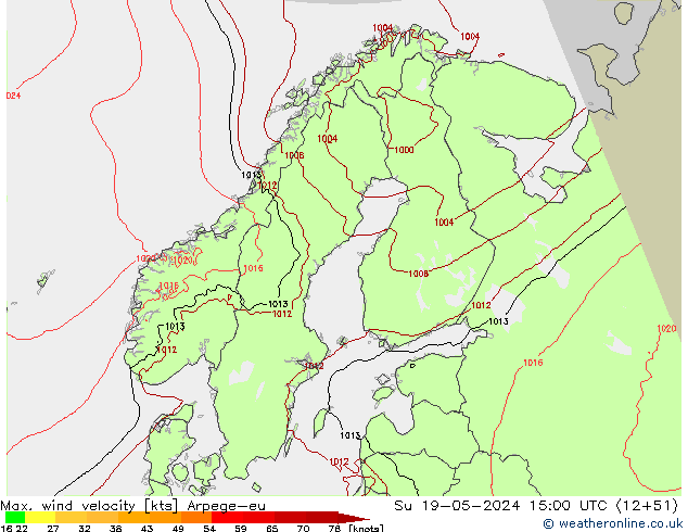 Max. wind velocity Arpege-eu dim 19.05.2024 15 UTC