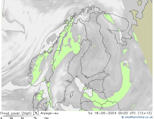 Nuages (élevé) Arpege-eu sam 18.05.2024 00 UTC