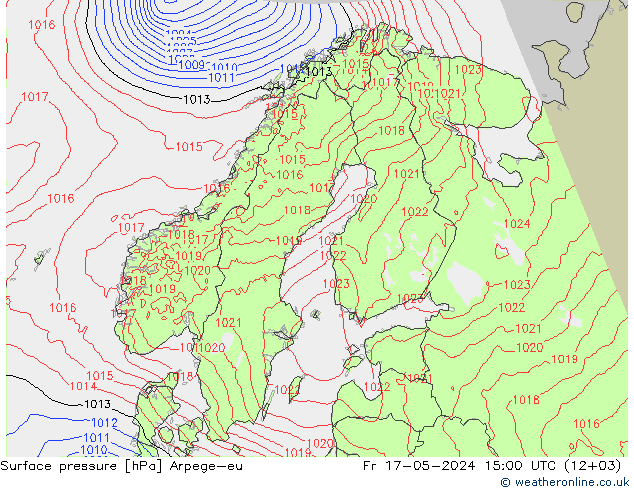 Presión superficial Arpege-eu vie 17.05.2024 15 UTC