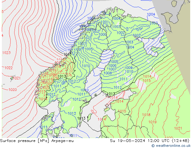 Bodendruck Arpege-eu So 19.05.2024 12 UTC